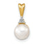 14k 6-7mm White Round FW Cultured Pearl and Diamond Pendant