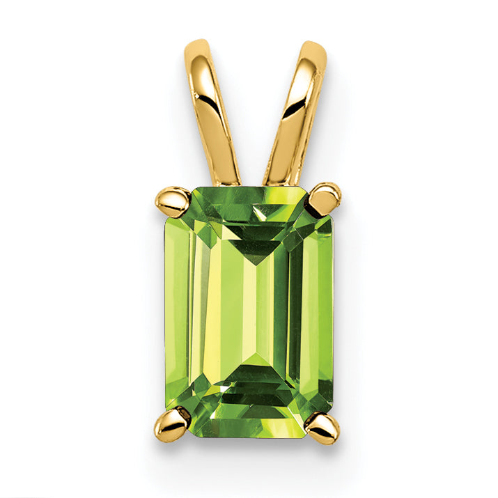 14k 6x4mm Emerald Cut Peridot pendant