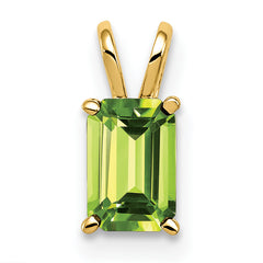 14k 6x4mm Emerald Cut Peridot pendant