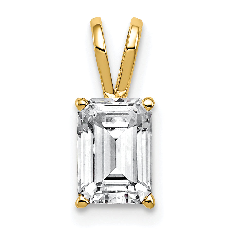 14k 7x5mm Emerald Cut Cubic Zirconia pendant