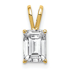 14k 7x5mm Emerald Cut Cubic Zirconia pendant