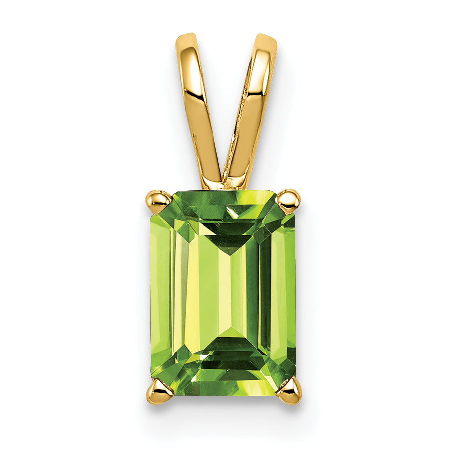 14k 7x5mm Emerald Cut Peridot pendant