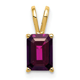 14k 7x5mm Emerald Cut Rhodolite Garnet pendant