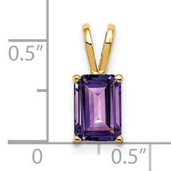 14K 8x6mm Emerald Cut Amethyst pendant