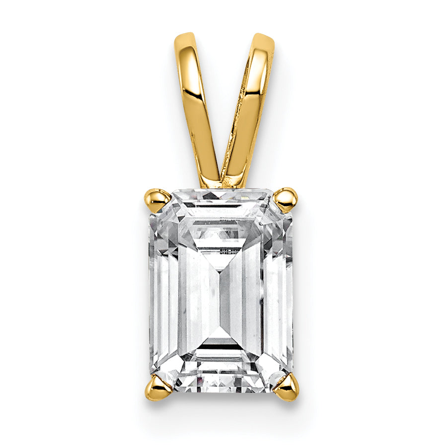 14k 8x6mm Emerald Cut Cubic Zirconia pendant