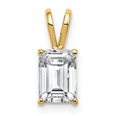 14k 8x6mm Emerald Cut Cubic Zirconia pendant