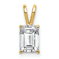 14k 8x6mm Emerald Cut Cubic Zirconia pendant