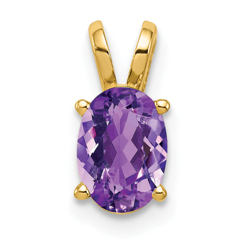 14k 7x5mm Oval Amethyst pendant