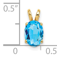 14K 8x6mm Oval Blue Topaz pendant