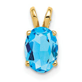 14k 8x6mm Oval Blue Topaz pendant