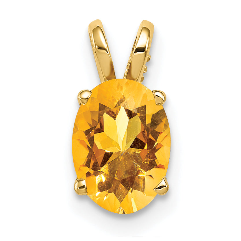 14k 8x6mm Oval Citrine pendant