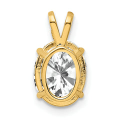 14K 9x7mm Oval Cubic Zirconia pendant