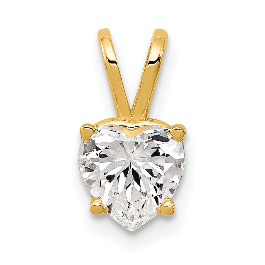14k 6mm Heart Cubic Zirconia pendant