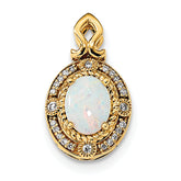 14k Austrian Opal and Diamond Pendant