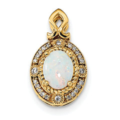 14k Austrian Opal and Diamond Pendant