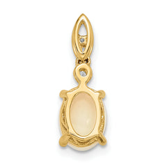 14K Gold w/ Austrian Opal & Diamond Pendant
