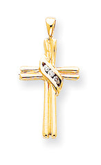 14k AA Diamond Cross Pendant
