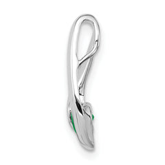 14K White Gold 4mm Emerald Pendant
