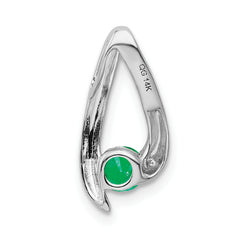 14K White Gold 4mm Emerald Pendant