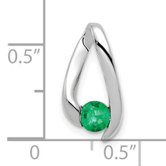 14K White Gold 4mm Emerald Pendant