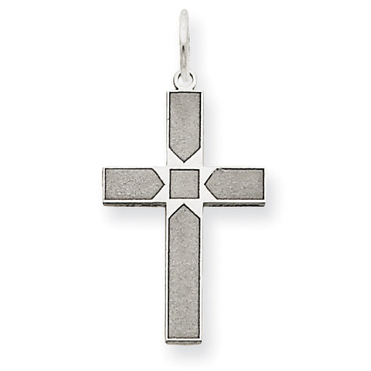 14K White Gold Laser Designed Cross Pendant