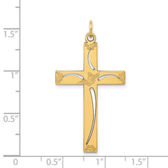 14K Laser Designed Cross Pendant