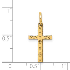14K Laser Cut Ichthus Cross Charm