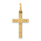 14K Laser Cut Ichthus Cross Charm