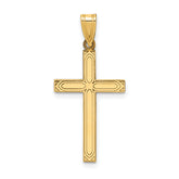 14k Solid Laser Etched Cross Pendant