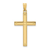 14k Solid Laser Etched Cross Pendant