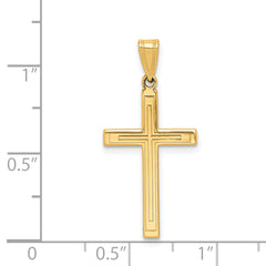 14K Solid Laser Etched Cross Pendant