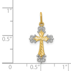 14K With Rhodium Cross Charm
