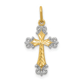 14K w/Rhodium Cross Charm