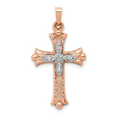 14k Two-tone Diamond Cross Pendant