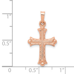 14K Rose Gold Heart Hollow Cross Pendant