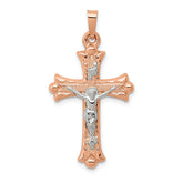14k Two-tone Hollow Crucifix Pendant