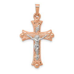 14k Two-tone Hollow Crucifix Pendant