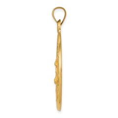 14K Polished and Satin Face of Jesus Medal Hollow Pendant