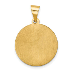 14K Polished and Satin Our Lady of Lourdes Medal Hollow Pendant