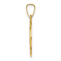 14K Polished and Satin Caridad Del Cobre Medal Hollow Pendant