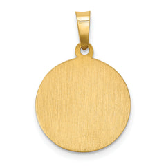 14K Polished and Satin Caridad Del Cobre Medal Hollow Pendant