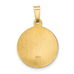 14K Polished and Satin Sacred Heart of Mary Medal Hollow Pendant