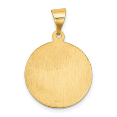 14K Polished and Satin Sacred Heart of Mary Medal Hollow Pendant