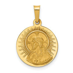14K Matka Boska Czestochowska Reversible Medal Hollow Pendant