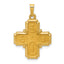 Four-Way Medal Pendant in 14K Yellow Gold, 26mm Satin & Polished - Sophia Jewelers