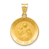 14k Polished and Satin St. Anne Medal Hollow Pendant