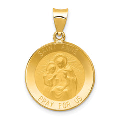 14k Polished and Satin St. Anne Medal Hollow Pendant