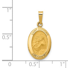 14K Polished and Satin St. Anthony Medal Hollow Pendant