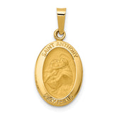 14k Polished and Satin St. Anthony Medal Hollow Pendant