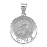 14k White Gold Polished/Satin St. Anthony Medal Hollow Pendant